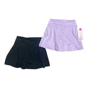 Set of Two Flowy Shorts Set Skort - Black & Lilac Size M(10) New with Tags